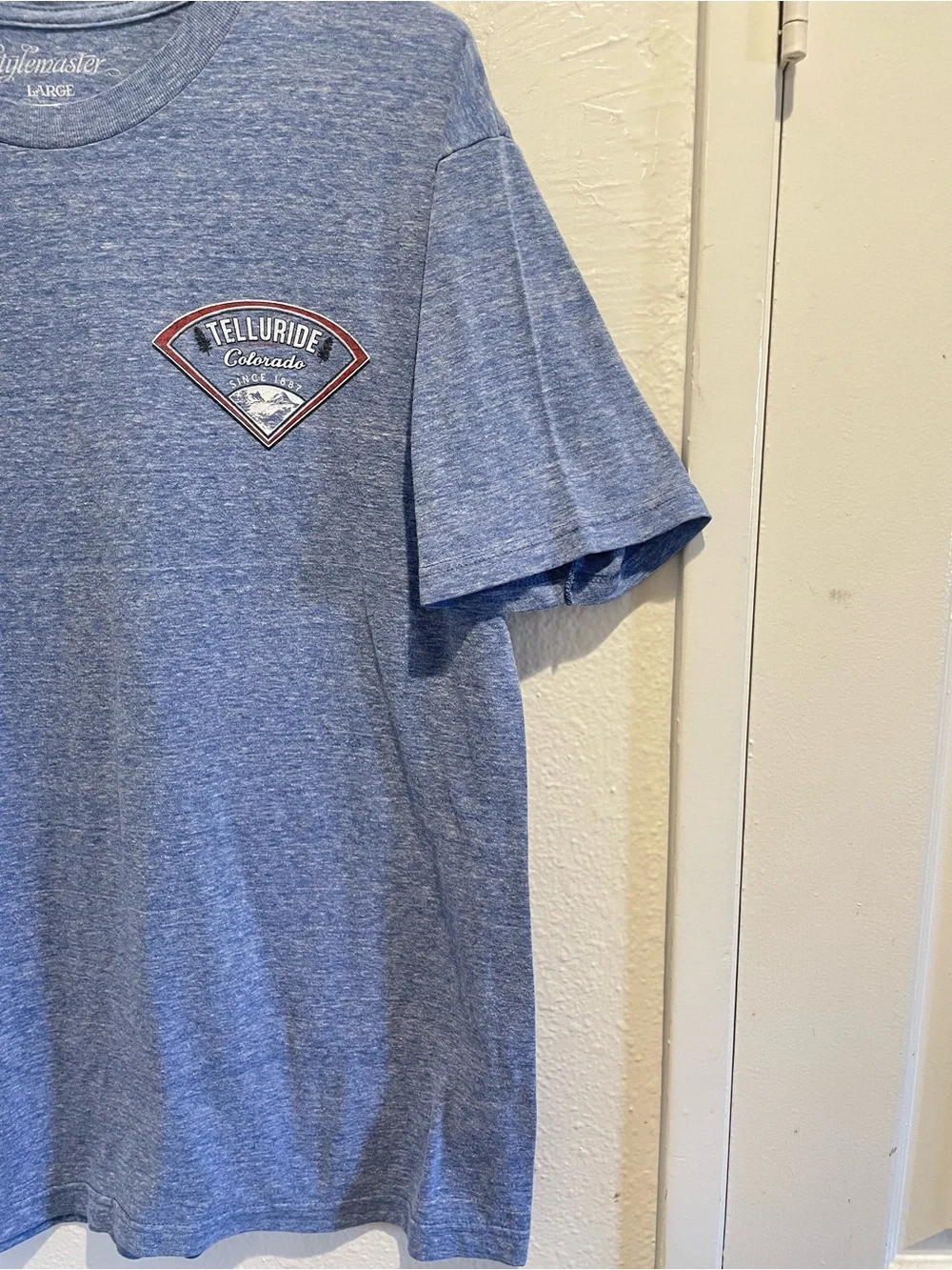 Stylemaster Telluride Colorado Mountain Ski Graphic Blue T Shirt Men Large